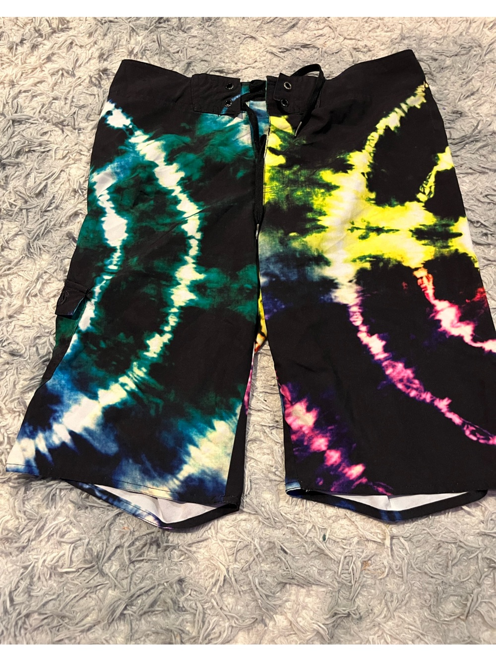 Neon Spiral Tie-Dye swimming Shorts
